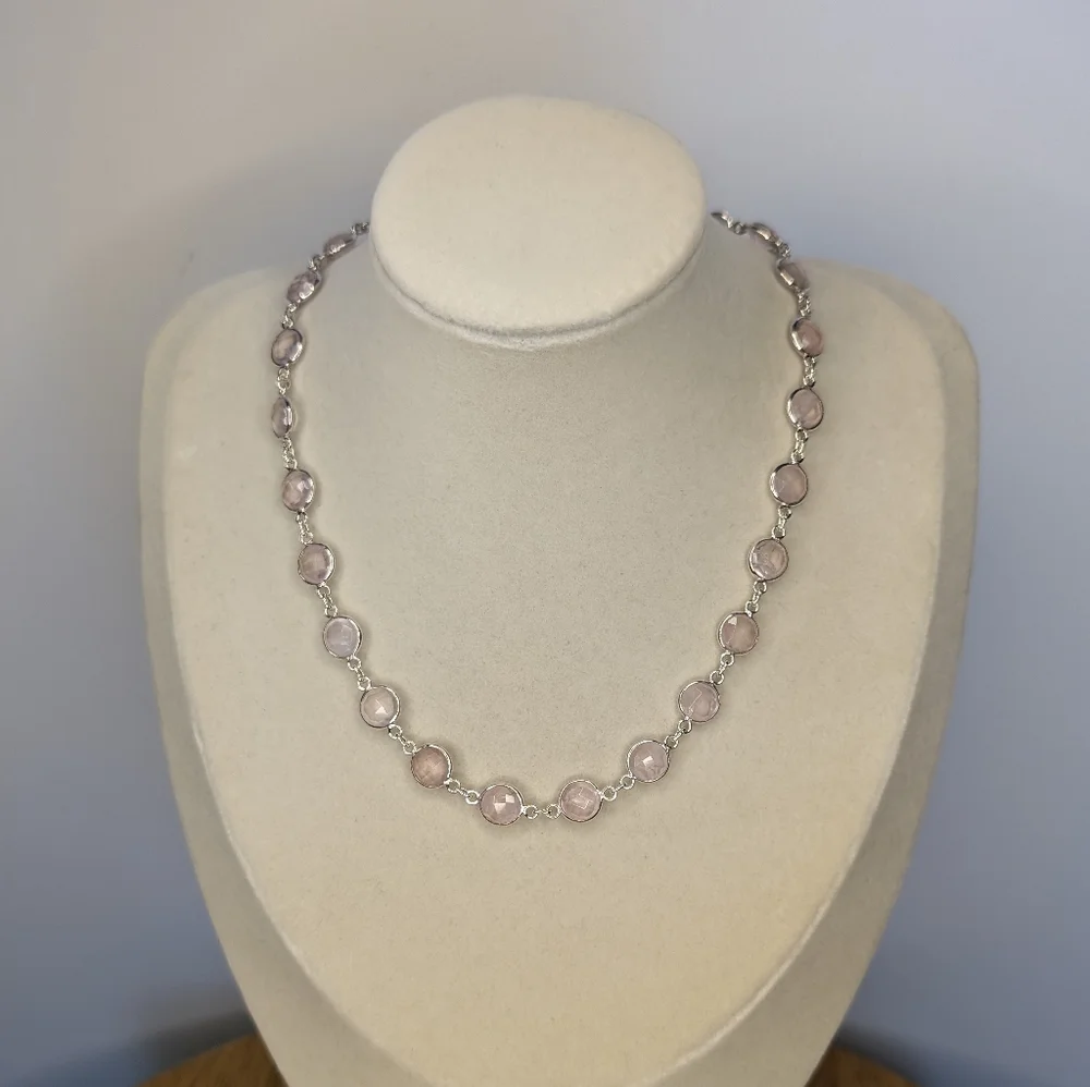 Rose Quartz Necklace S925 Sterling Silver - Picture 2 of 7